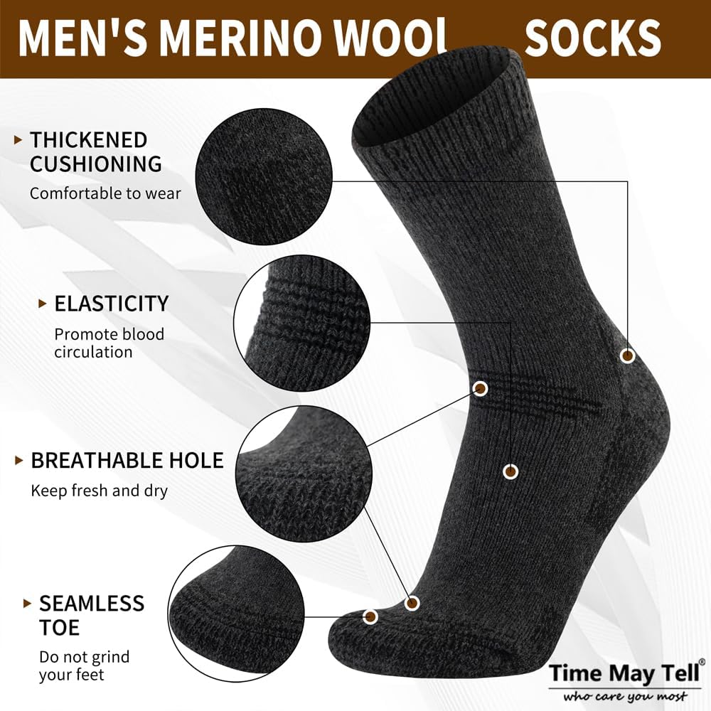 1776586620_271_Mens-Merino-Wool-Hiking-Socks-3-Pack Men's Merino Wool Hiking Socks, 3-Pack