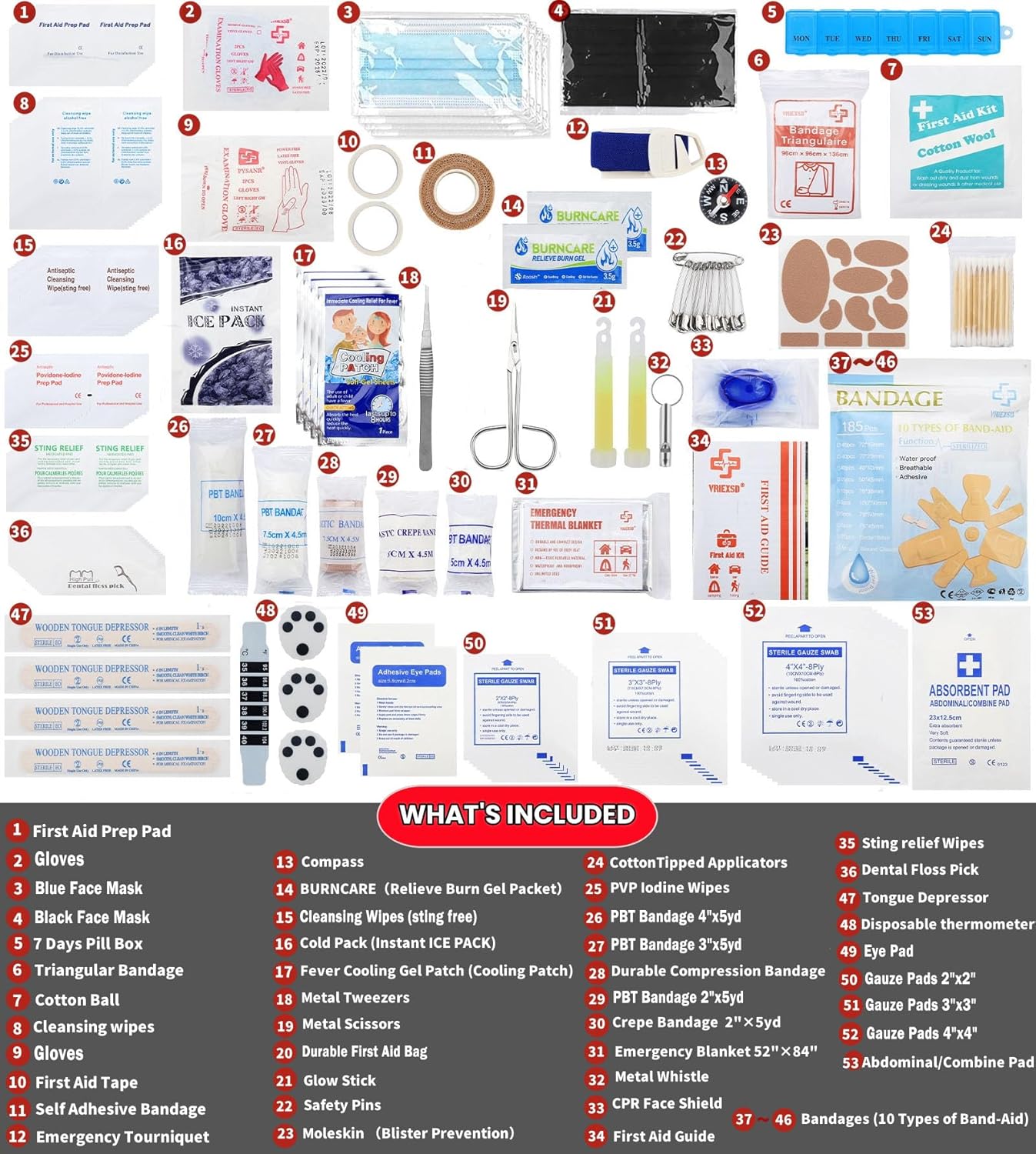 1776633027_790_VRIEXSD-Large-400-Piece-First-Aid-Kit-Red VRIEXSD Large 400-Piece First Aid Kit, Red