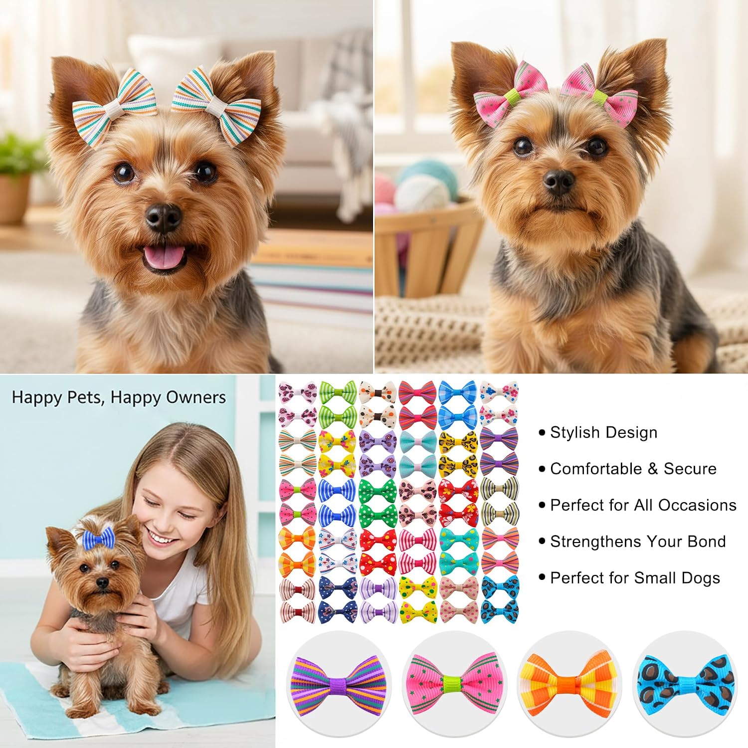 1790226108_409_QingHan-Dog-Hair-Bows-60-Piece-Set QingHan Dog Hair Bows: 60-Piece Set