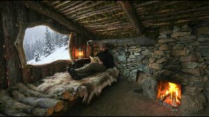 Building a Shelter From Tree Bark to Survive in The Wild – BUSHCRAFT SHELTER CAMPING